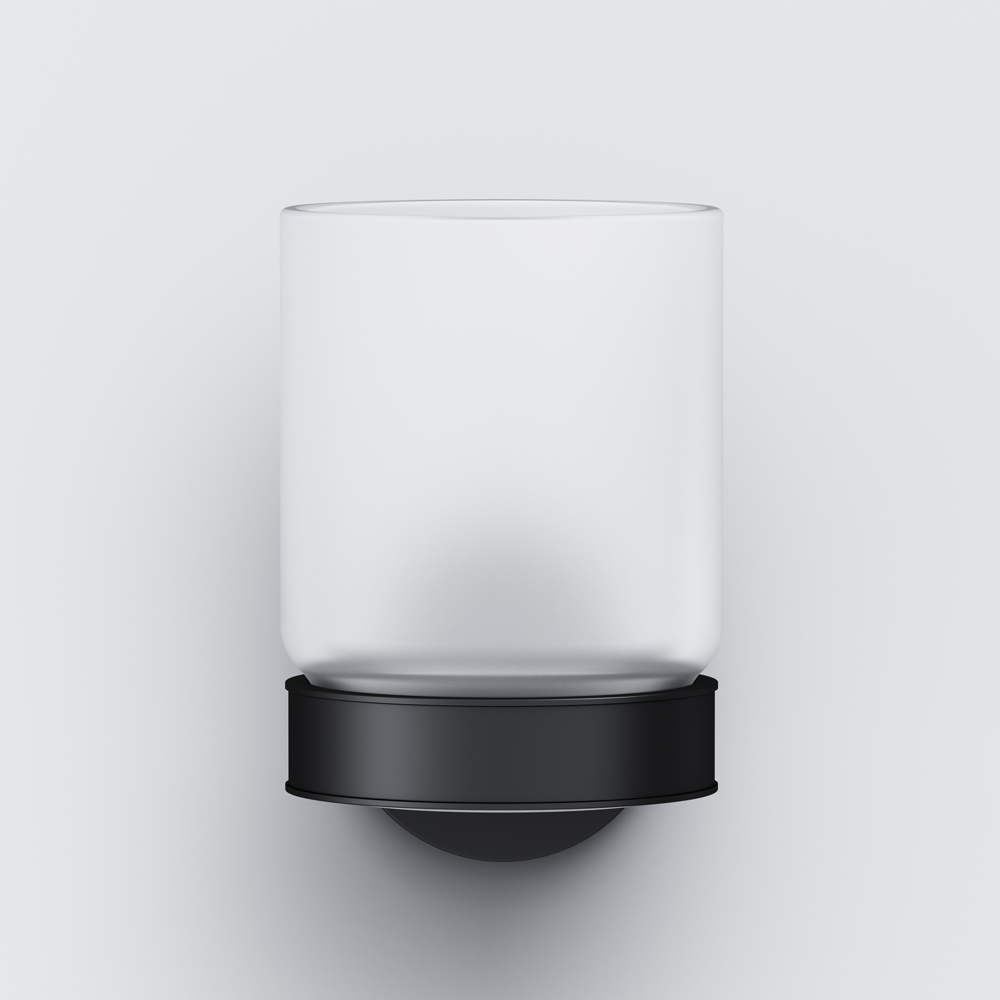 A85A34322 Стеклянный стакан с настенным держателем, черный
