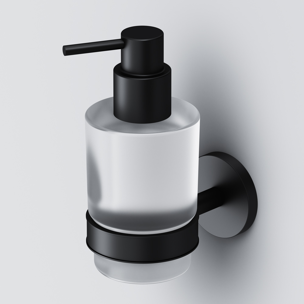 A85A36922 Стеклянный диспенсер для жидкого мыла с настенным держателем, черный
